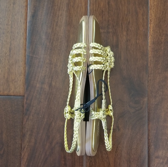 ZARA Metallic Gold Braided Sandal - Size 39 - US Size 8 - NWT - Picture 2 of 5
